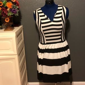 Paperdoll black and white striped dress. Size L